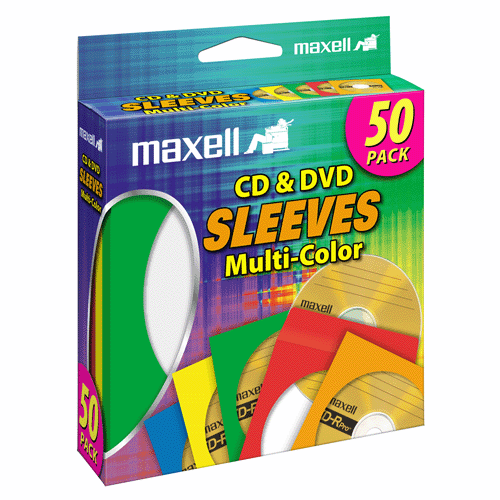 Maxell CD-401 CD/DVD Sleeve, Multi-Color, 50pk  from Am-Dig