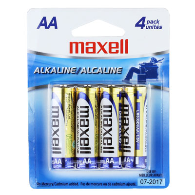 Maxell Alkaline Batteries AA, Cell LR6 4BP, 4PK from Am-Dig