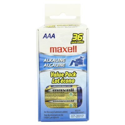 Maxell 723815 Alkaline Batteries AAA LR03 36pk from Am-Dig