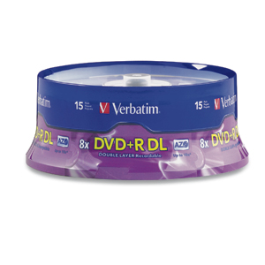 Verbatim 95484 DVD+R DL 8.5GB 2.4x 15pk BRANDED from Am-Dig