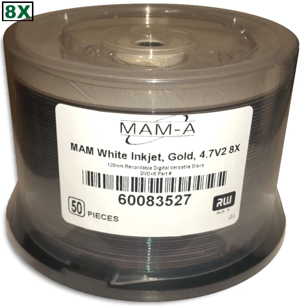MAM-A 83527 GOLD DVD+R 4.7GB Archival White InkJet