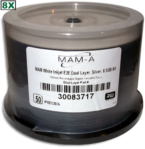 MAM-A 83717: DVD+R/DL 8.5GB InkJet White Hub Print