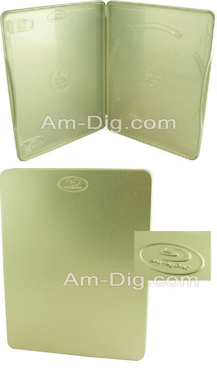 Tin Blu Ray/CD/DVD Case with Logo Two Disc Holder