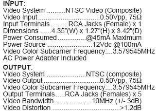 1 X 5 NTSC VIDEO CONDITIONER (Calrad 40-812)