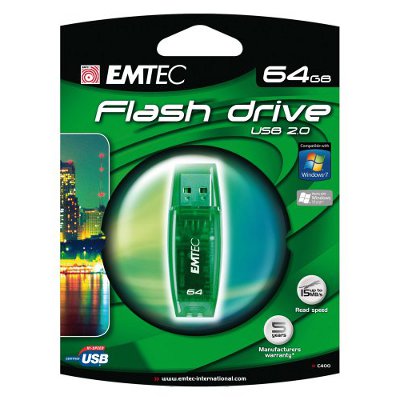 EMTEC EKMMD64GC400: 64GB Green Flash Drive 