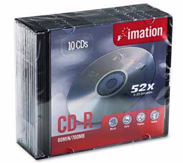 Imation 017332 CD-R 700MB 52x in Slim Case 10 Pack
