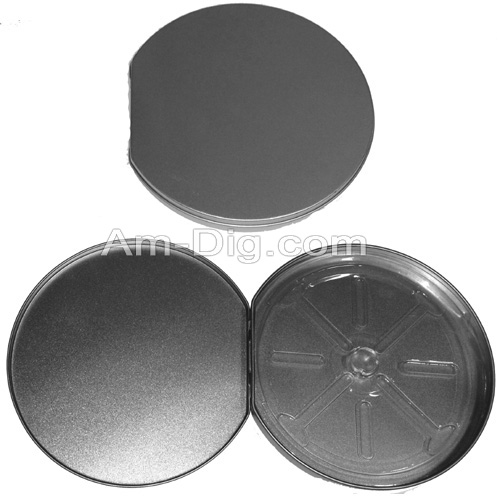 Tin CD/DVD Case Round D-Shape no Window Clear Tray