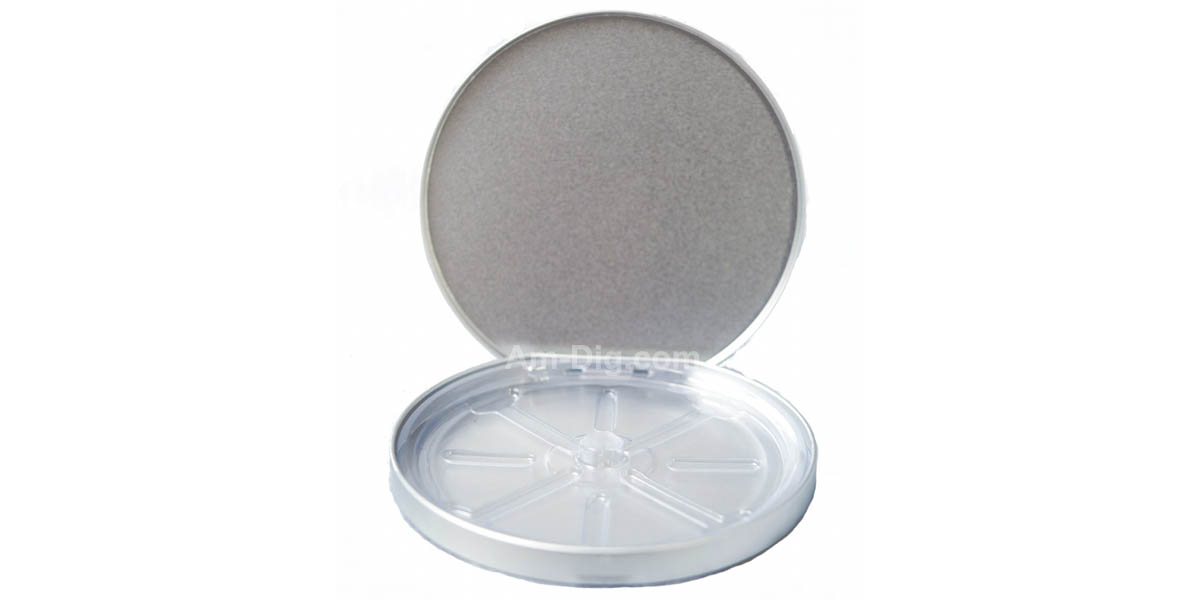 Tin CD/DVD Case Round D-Shape w/ Window Clear Tray