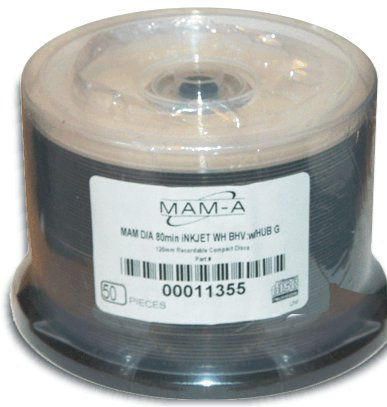 MAM-A 11355: GOLD CD-R DA-80 White InkJet Cakebox