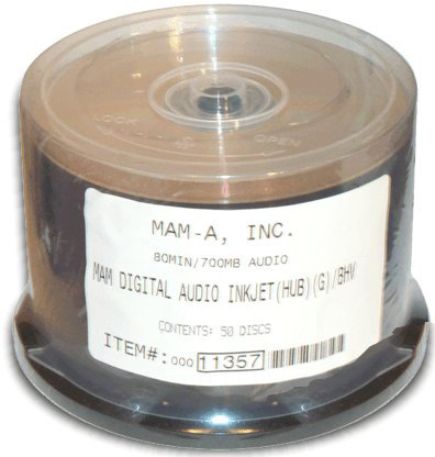 MAM-A 11357 GOLD CD-R DA-80 Gold InkJet in Cakebox