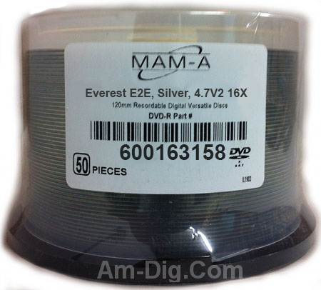 MAM-A 163158: DVD-R 4.7GB Silver Everest Cakebox