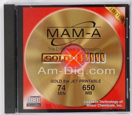 MAM-A 41022: GOLD CD-R 650MB InkJet Gold in Case