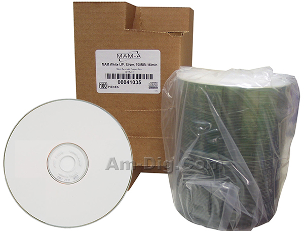 MAM-A 41035: CD-R 700MB White InkJet 100-Stack