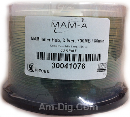 MAM-A 41076: CD-R 700MB No Logo Clear in Cakebox