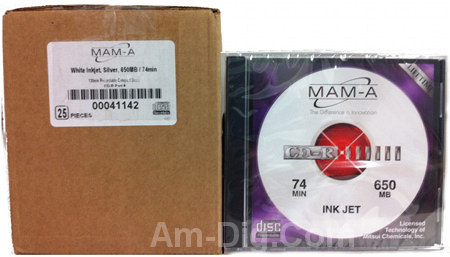 MAM-A 41142: CD-R 650MB White InkJet in Jewel Case