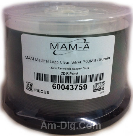 MAM-A 43759: Medical CD-R 700MB No Logo 50-Cakebox