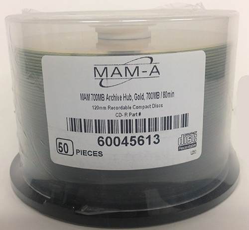 MAM-A 45613: GOLD CD-R 700MB NoLogo Matte Cakebox