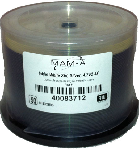 MAM-A 83712: DVD+R 8.5GB InkJet White Dual Layer