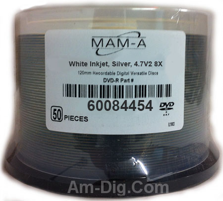 MAM-A 84454: DVD+R/DL 8.5GB White Inkjet Hub Print