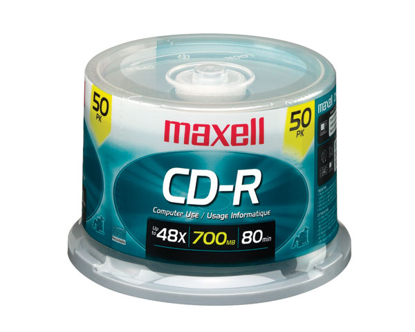 Maxell CD-R, 700mb, 48x, 80 min, Branded, 50pk Spindle from Am-Dig