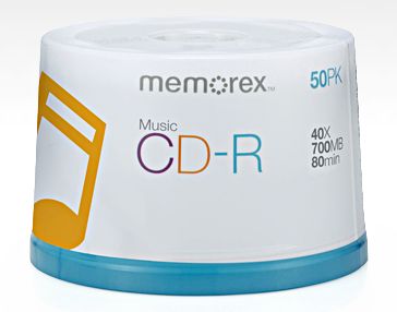 Memorex 05500 CD-R Digital Audio 40x 50-Cakebox