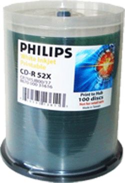 Philips CR7H5JB00/17 CDR White Inkjet 100-Cakebox  from Am-Dig