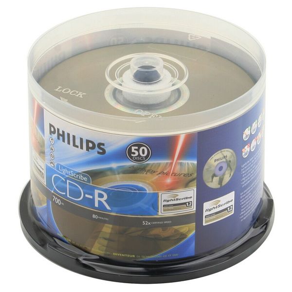 Philips CR7D5LB50/17 CD-R Lightscribe 50-Cakebox