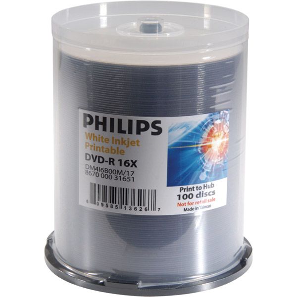 Philips DM4I6B00M/17 DVDR 16x White Inkjet Cakebox from Am-Dig