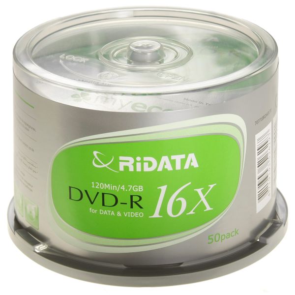 Ridata/Ritek DVD-R 16x Silver Logo 50-Cakebox