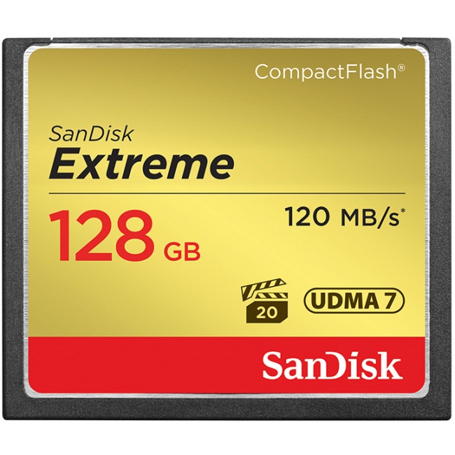 SanDisk SDCFXS-128G-A46 Extreme CompactFlash Memory Card 128GB 120 Mbps from Am-Dig