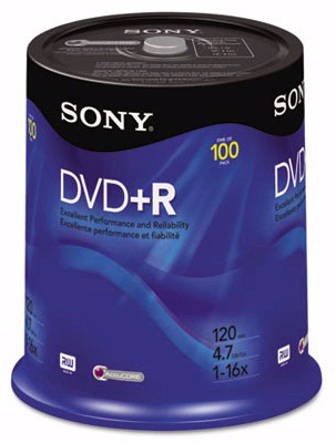 Sony 100DPR47RS4 DVD+R Discs 4.7GB 16x 100/Pack