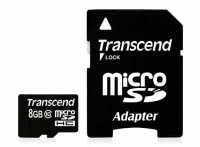 Transcend Secure Digital, 8GB, Class 10, W/Adapter