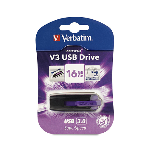 Verbatim 49180: Store n Go 16GB V3 Purple USB 3.0