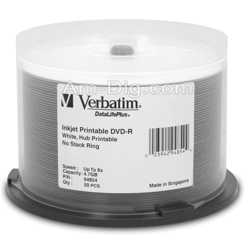 Verbatim 94854: Inkjet White 8x DVD-R (minus) from Am-Dig