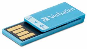 Verbatim 97550: Clip-It Blue USB Flash Drive, 4GB 