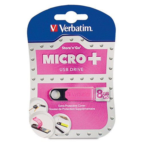 Verbatim 97757 Micro Plus USB Flash Drive Hot Pink
