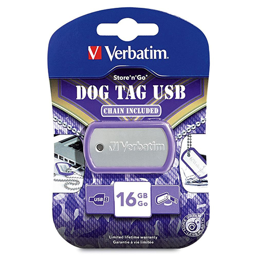 Verbatim 98672 USB Flash Drive 16GB Violet Dog Tag