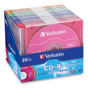 Verbatim 94611 CDR 700MB 52x with Color-25pk Slim from Am-Dig