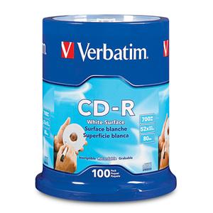 Verbatim 94712 CD-R 700MB 52X Blank White 100pk from Am-Dig