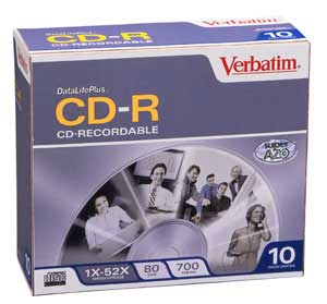 Verbatim 94760 AZO CD-R 700MB 52x DLP-10pk Slim from Am-Dig