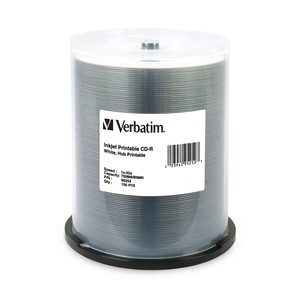 Verbatim 95252 CD-R 700MB 52X White IJP 100pk from Am-Dig