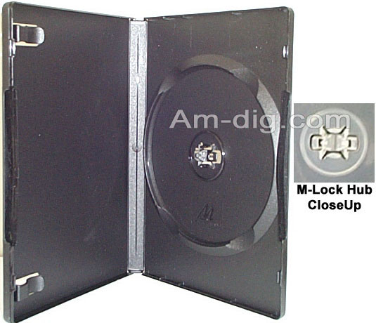 DVD Case - Black Single M-Lock Hub 14mm Spine from Am-Dig