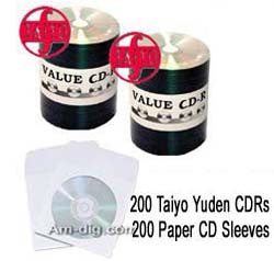 Taiyo Yuden CDR ValuePack: 200 Discs & 200 Sleeves
