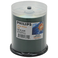 Philips CD-R Silver Shiny Clear Hub in 100 Cakebox